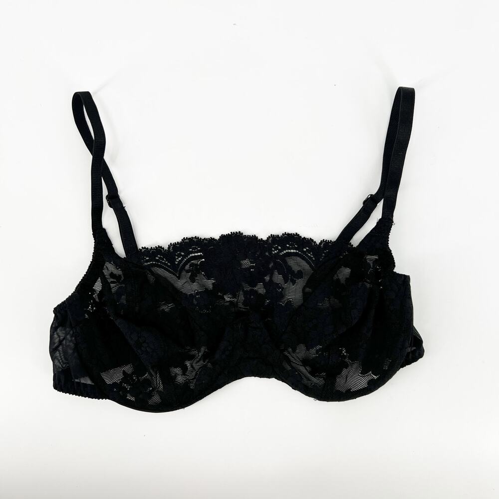 90s Vintage Victoria's Secret Black Lace Bra Size 34B